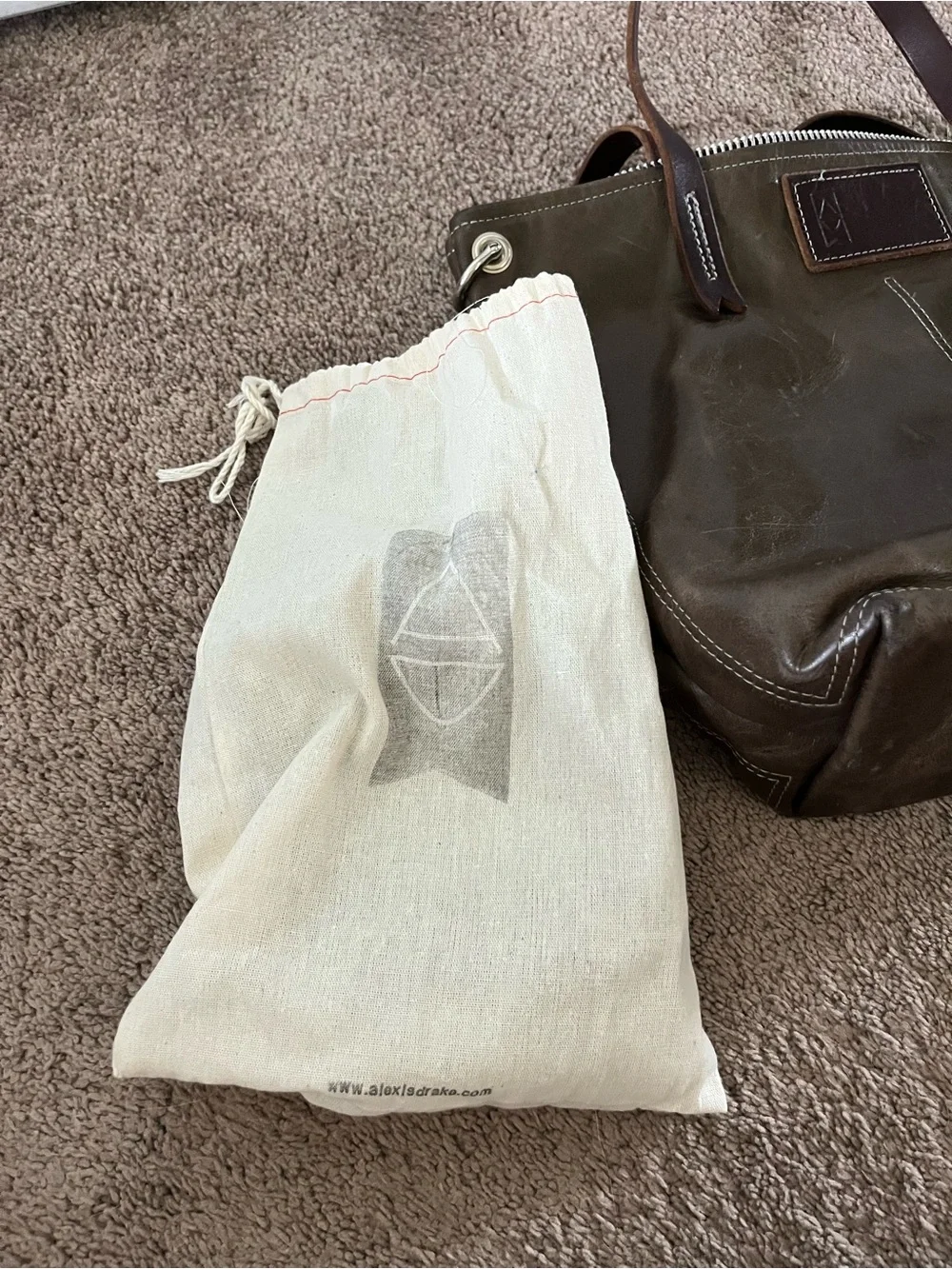 Alexis Drake Genuine Leather Tote Bag.
